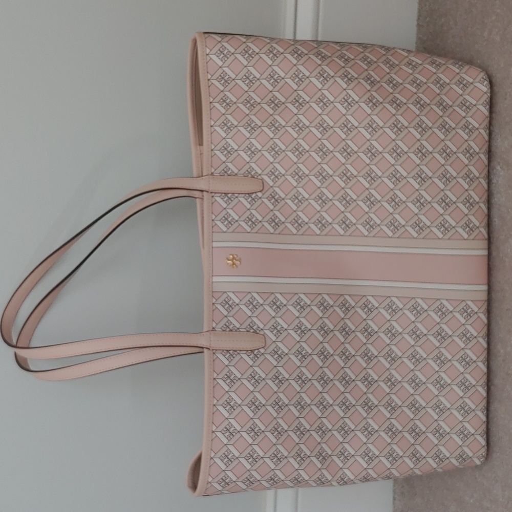 Tory Burch tote, blush geo logo, EUC